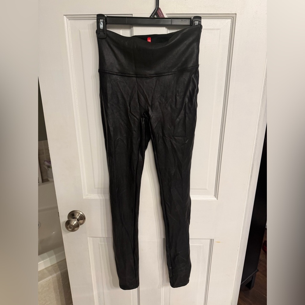 SPANX Faux Leather High-Waist Leggings - Black - like new